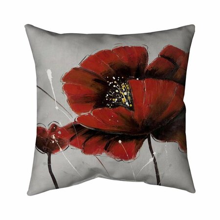 BEGIN HOME DECOR 26 x 26 in. Red Poppy Flowers-Double Sided Print Indoor Pillow 5541-2626-FL7